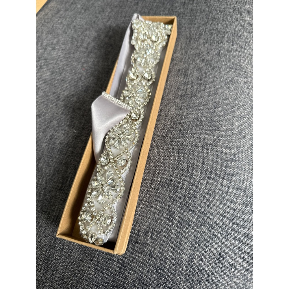Sparkling Rhinestone Bridal Wedding Dress Belt Silver Crystal‎ Embellished Sash